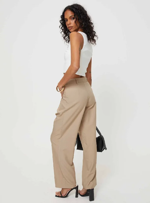 Caley Asymmetric Waistband Pants Beige