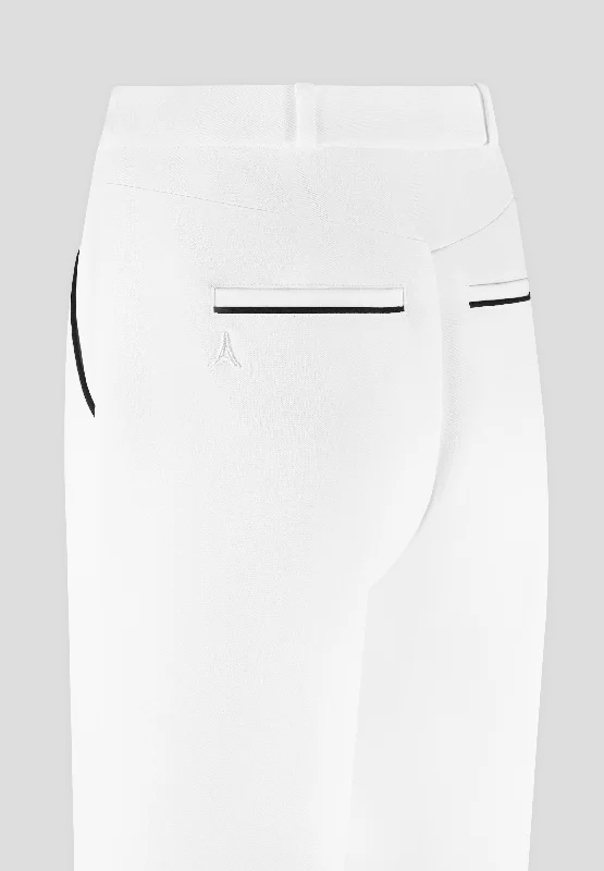 Contrast Piped Pleated Trousers - White/Black