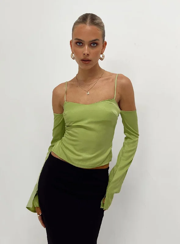 Cold Shoulder Top Green