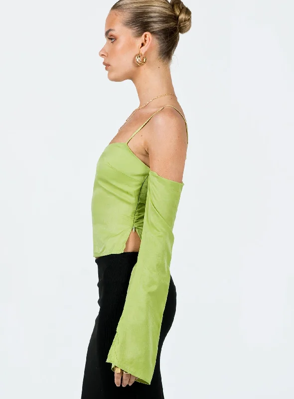 Cold Shoulder Top Green