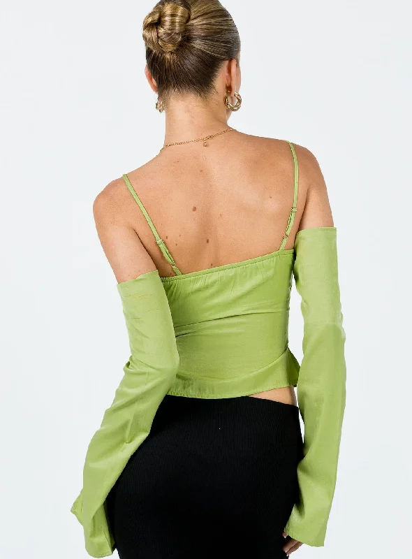 Cold Shoulder Top Green