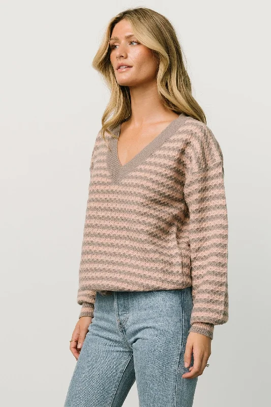 Emery Knit Sweater | Blush Stripe