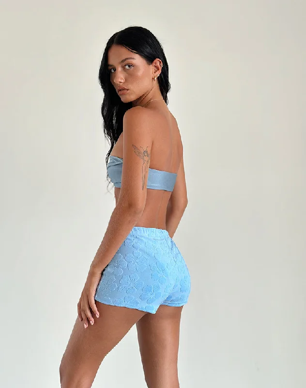 Eunia Shorts in Hibiscus Terry Light Blue