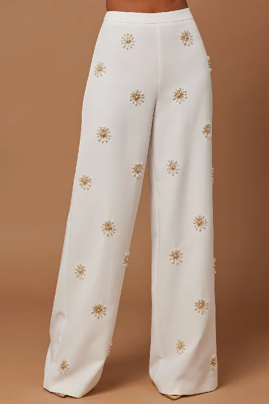 Evianna Embellished Pant - Ivory