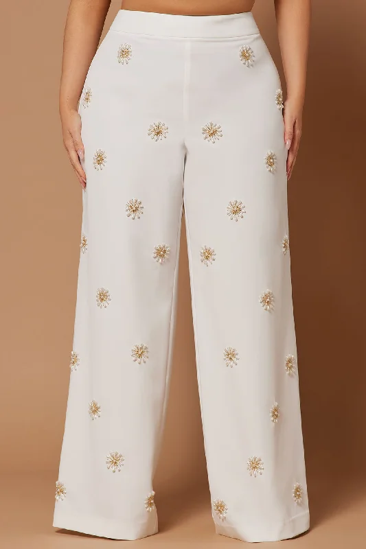 Evianna Embellished Pant - Ivory