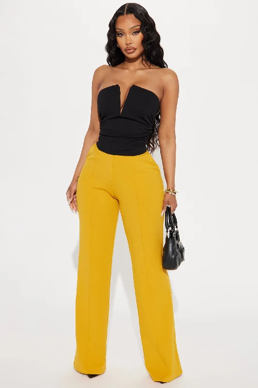 Heidi Wide Leg Trouser Pant - Mustard