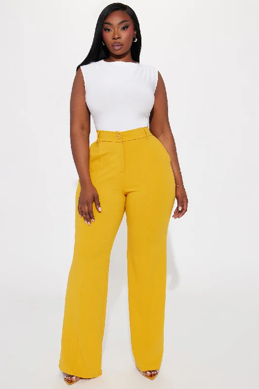 Heidi Wide Leg Trouser Pant - Mustard