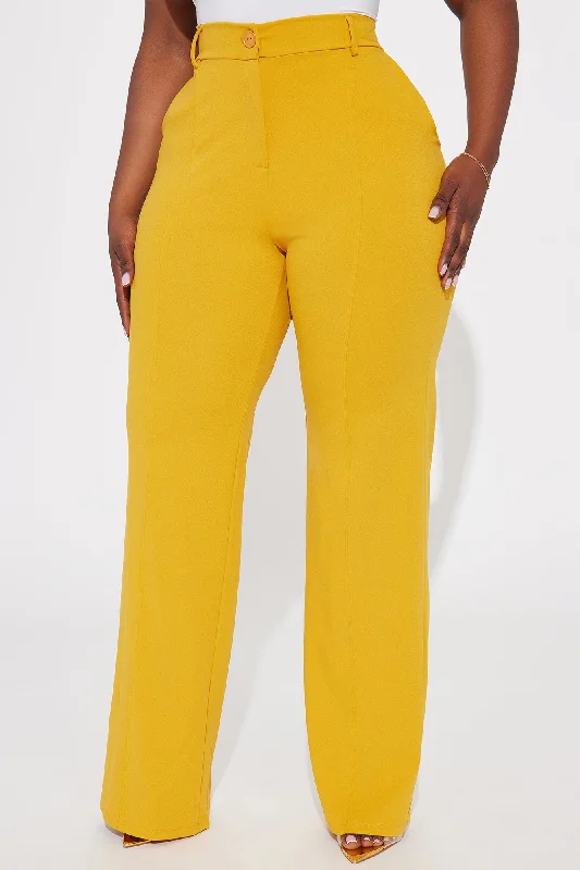 Heidi Wide Leg Trouser Pant - Mustard