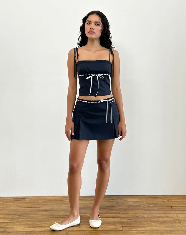 Idalis Skort in Navy with White Binding