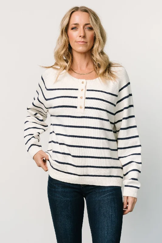 Julien Striped Sweater | Cream + Navy