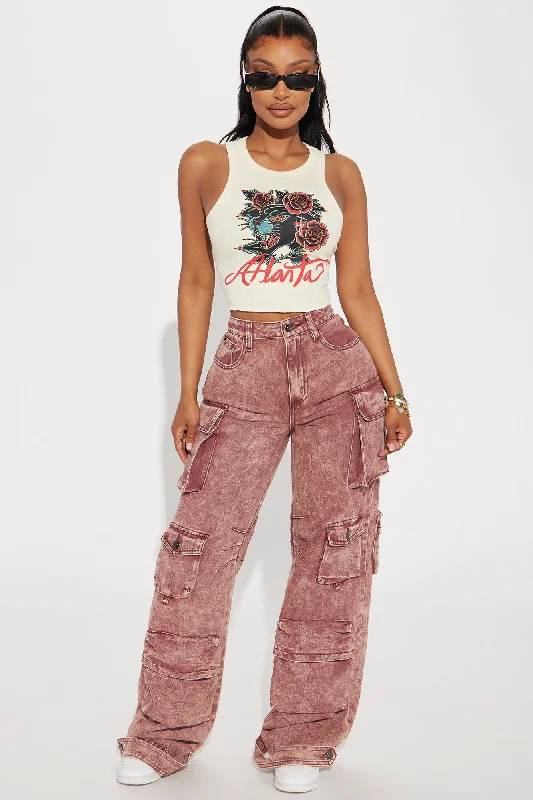 Keep Your Cool Wide Leg Cargo Pant - Brick Red