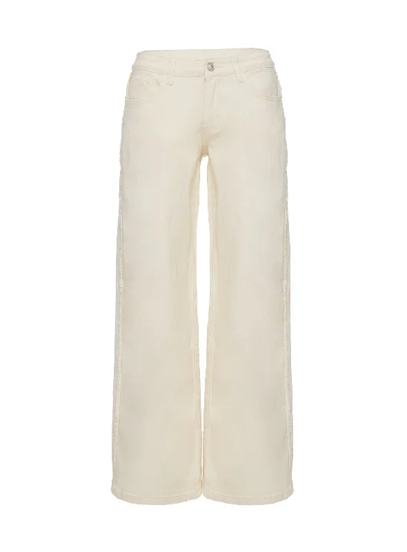 Kiaan Low Rise Wide Leg Pants Cream