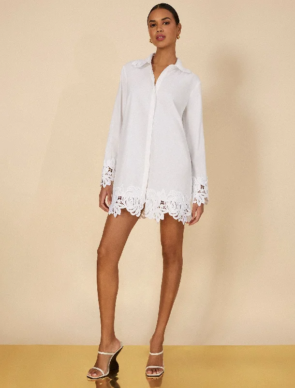 Lace Appliqué Button-Up Top