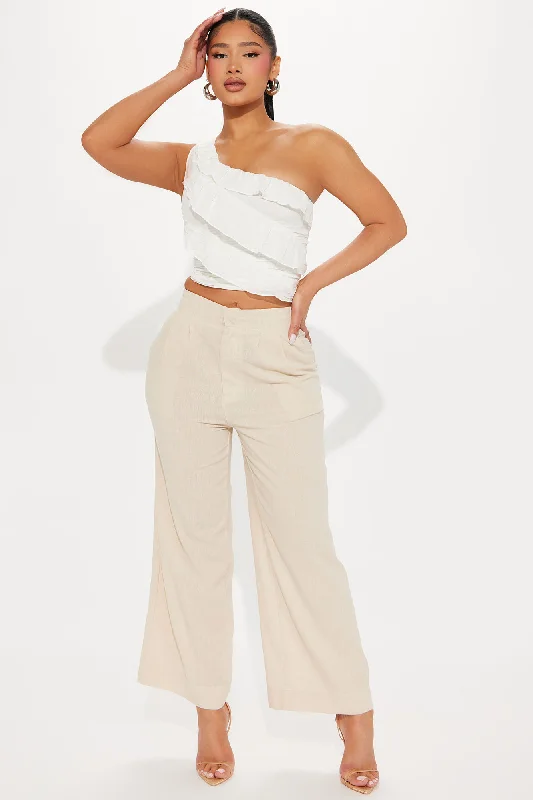 Layla Linen Wide Leg Pant - Oatmeal