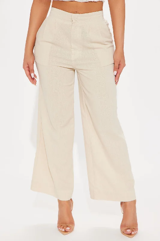 Layla Linen Wide Leg Pant - Oatmeal