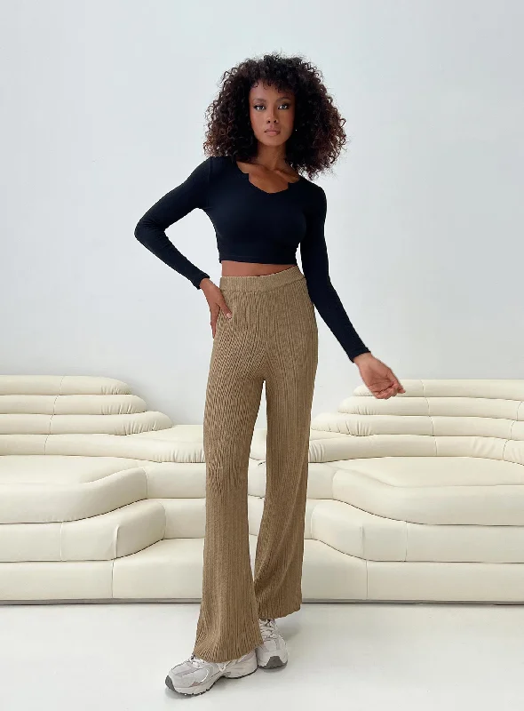 Lexie Knit Pants Beige Marle