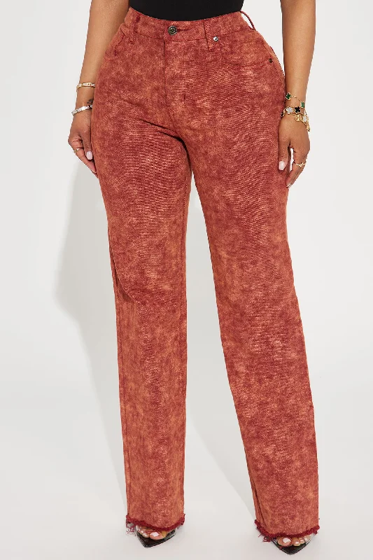 Meant To Destroy Washed Wide Leg Pant - Brick Red