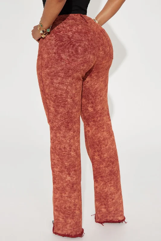 Meant To Destroy Washed Wide Leg Pant - Brick Red