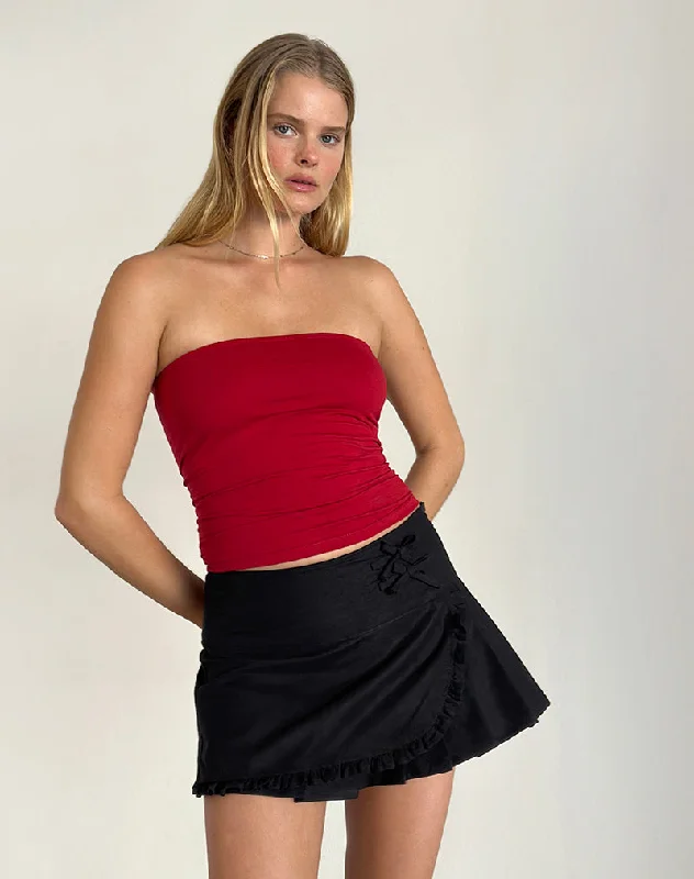 Monana Wrap Micro Skirt in Plain Black