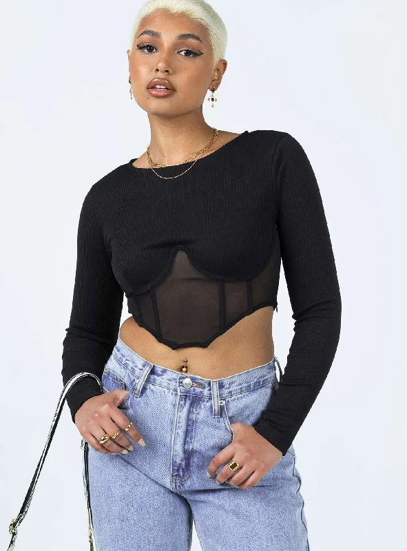 Not Your Baby Long Sleeve Top Black