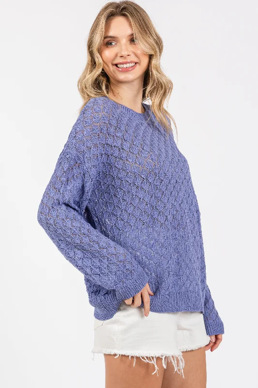 Periwinkle Diamond Open Knit Top