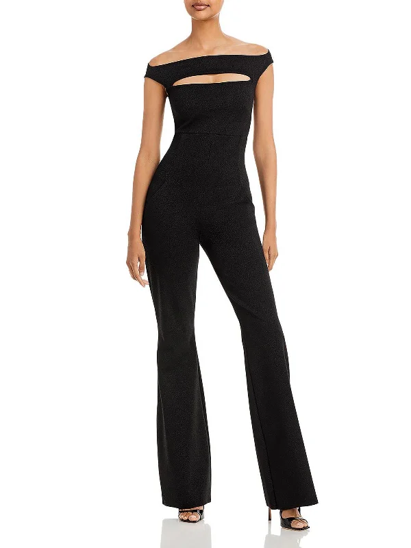 Rebecca Sugar Lurex Womens Shimmer Off-the shoulder Jumpsuit