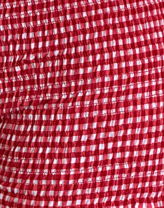 Ritala Shirred Micro Shorts in Red Gingham