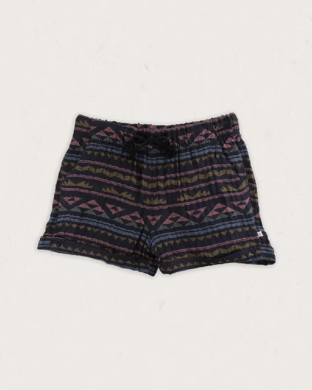 Santosa Organic Cotton Jacquard Shorts - Black Geo Pattern