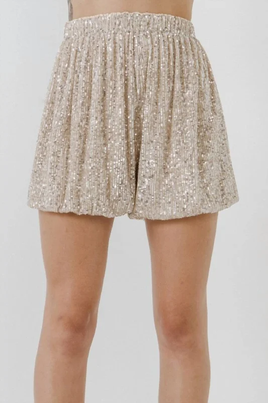 Sequin Shorts In Ivory