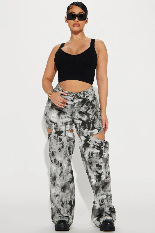 So Into You Wide Leg Cut Out Pant - Black/combo