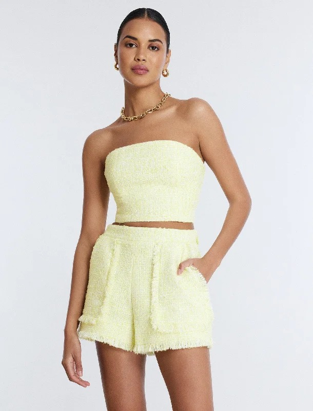 Strapless Boucle Crop Top