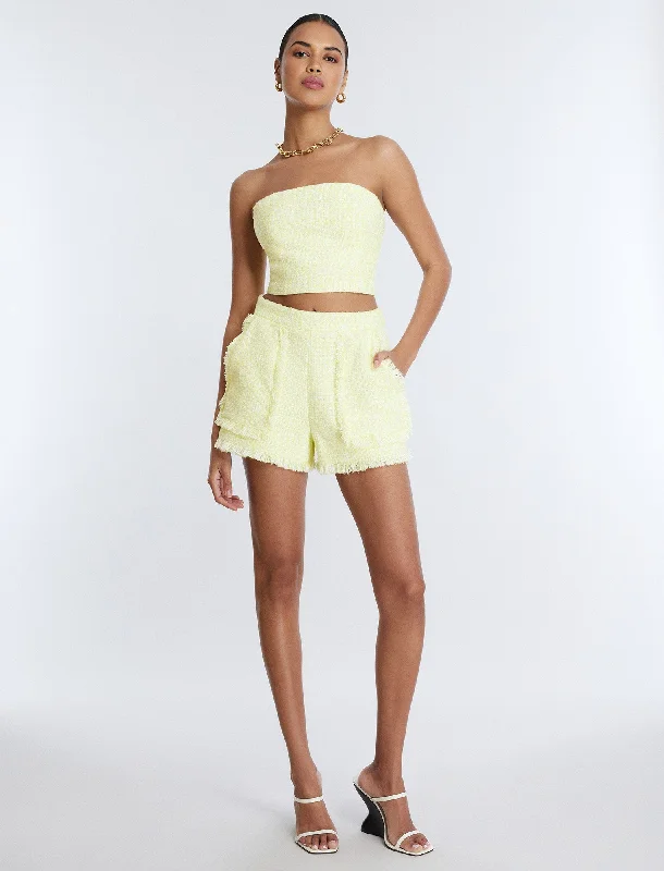 Strapless Boucle Crop Top