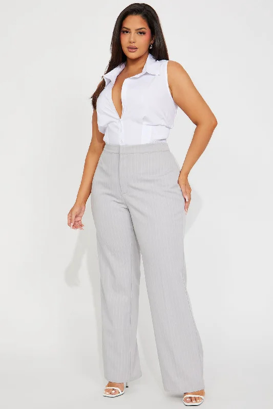 Sweet Salutations Pinstripe Trouser - Grey