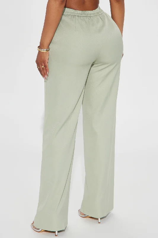 Taking It In Wide Leg Trouser - Sage