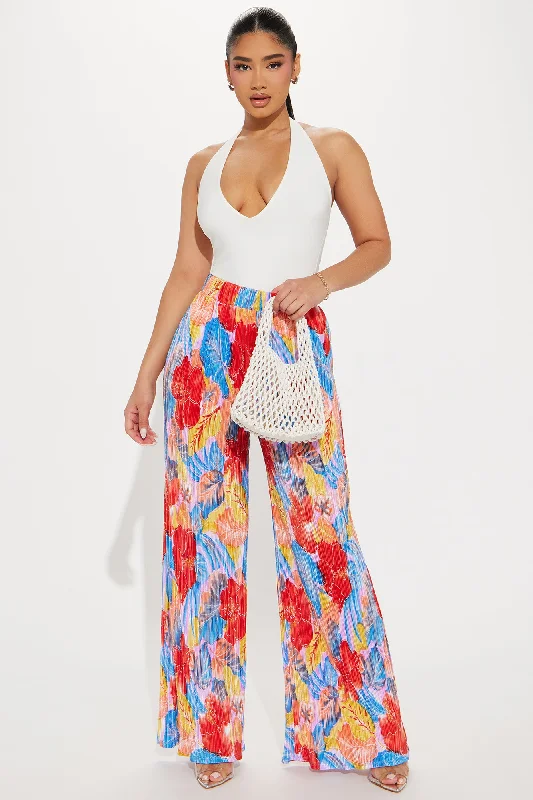 Tropic Time Printed Plisse Pant - Peach/combo