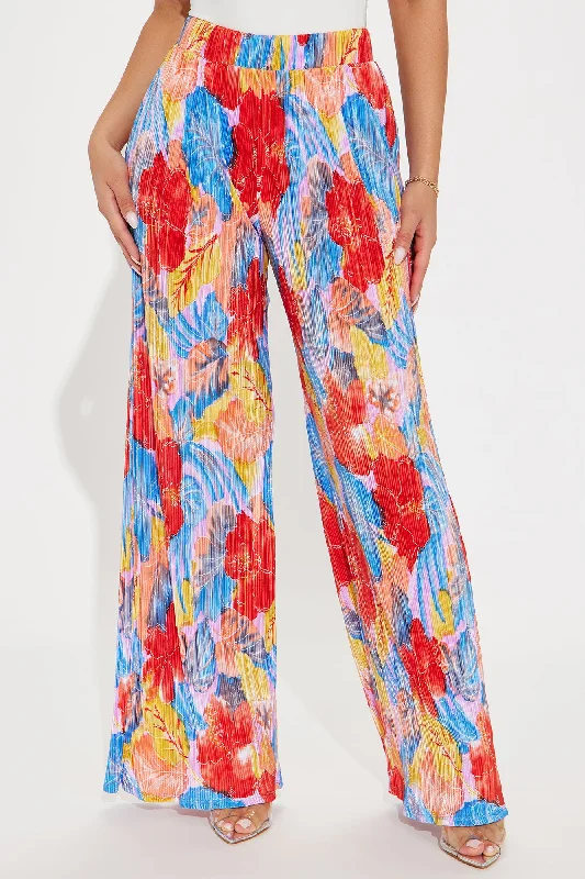 Tropic Time Printed Plisse Pant - Peach/combo