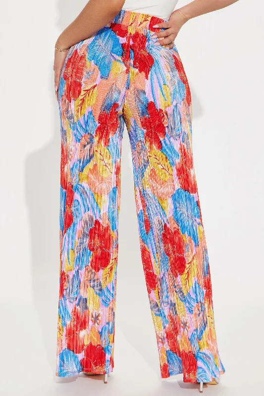 Tropic Time Printed Plisse Pant - Peach/combo