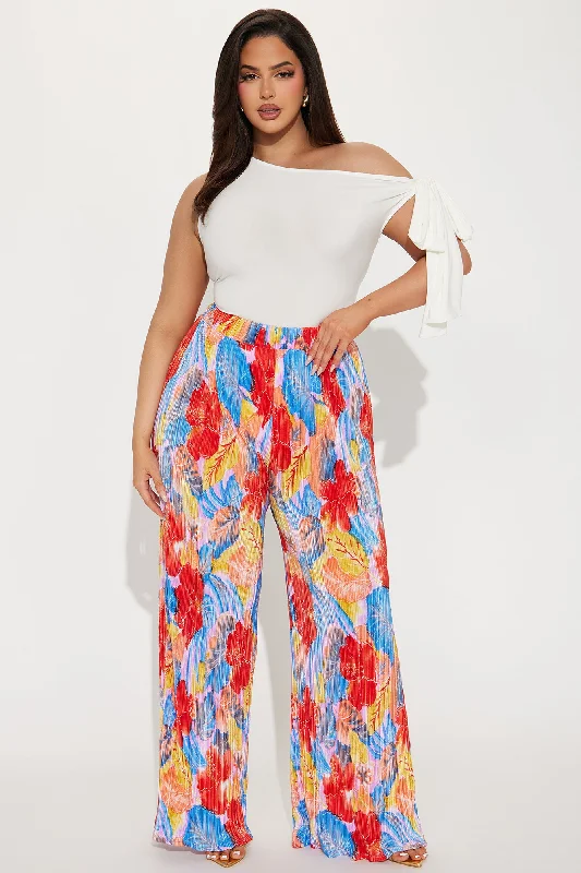 Tropic Time Printed Plisse Pant - Peach/combo