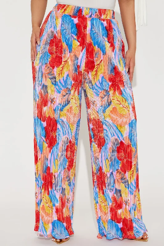 Tropic Time Printed Plisse Pant - Peach/combo