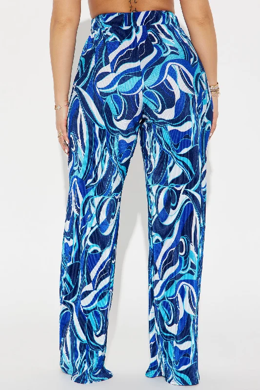 Tulum Waves Plisse Pant - Blue/combo