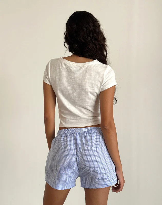 Voir Shorts in Poplin Gingham Blue and White