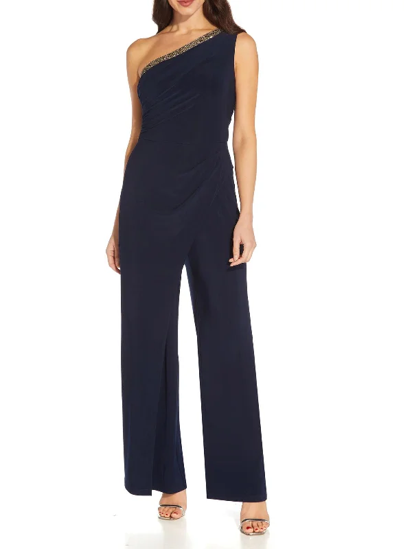 Womens Embellished One Shoulder Jumpsuit