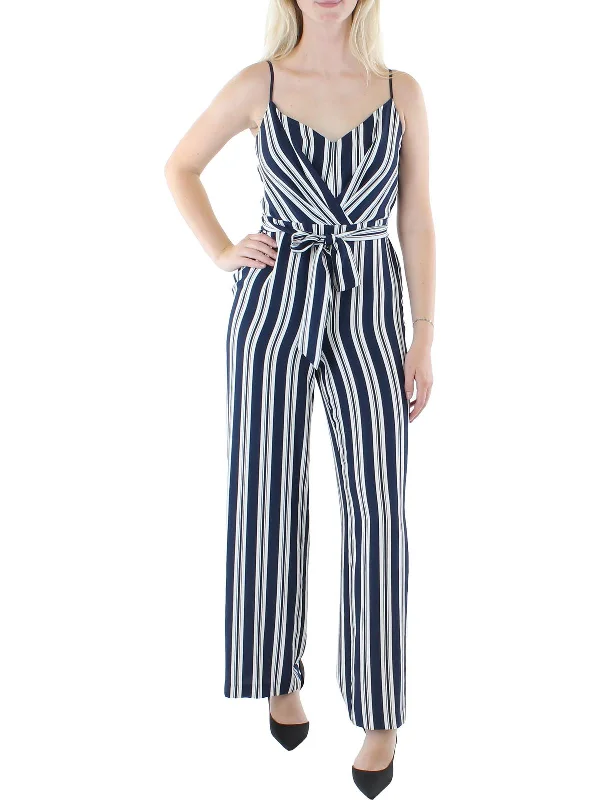 Womens V Neck Belted Jumpsuit