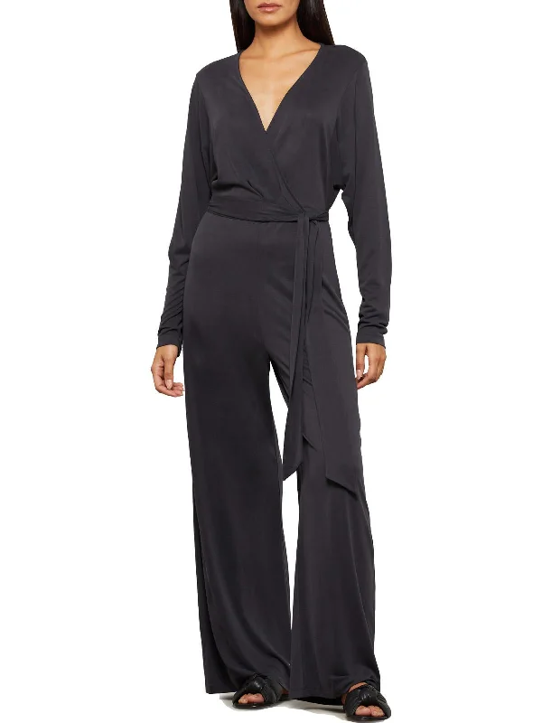 Womens Wide Leg Surplice Jumpsuit