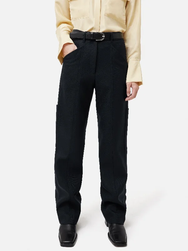 Wool Blend Cargo Trouser | Navy