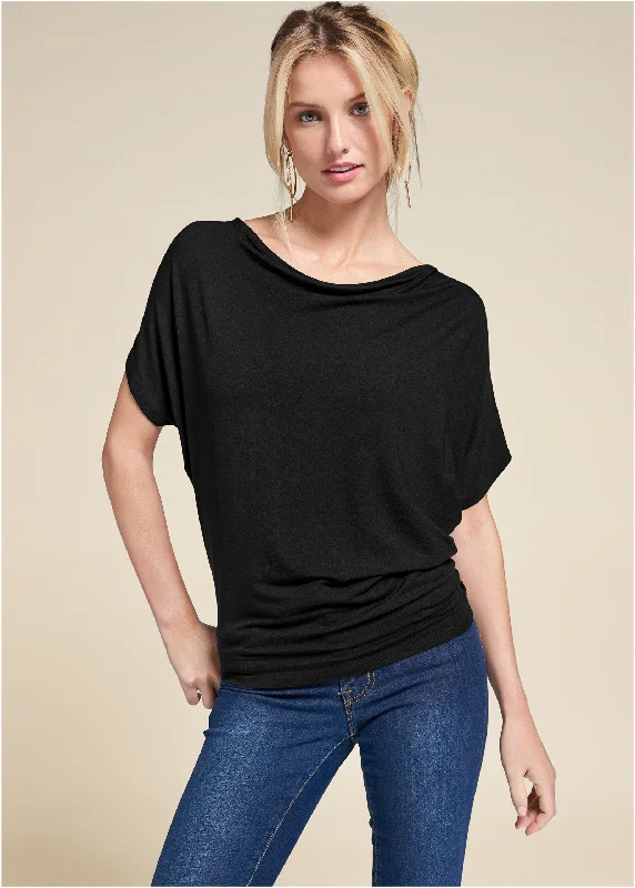 Basic flounce top - Black