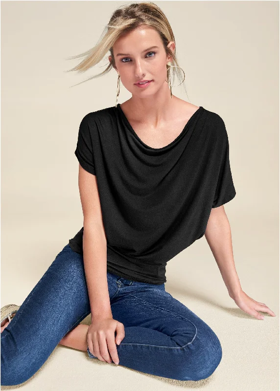 Basic flounce top - Black