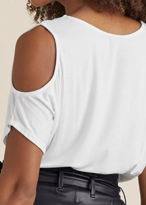 Cold-shoulder V-neck top - White