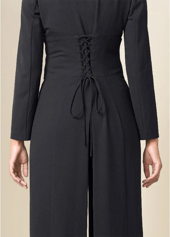 Corset detail long blazer - Black