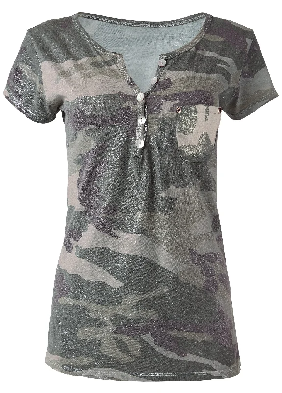 Camo pocket top - Olive Multi